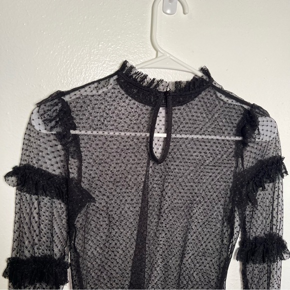 Forever 21 Sheer Blouse Long Sleeve Black - Picture 10 of 11
